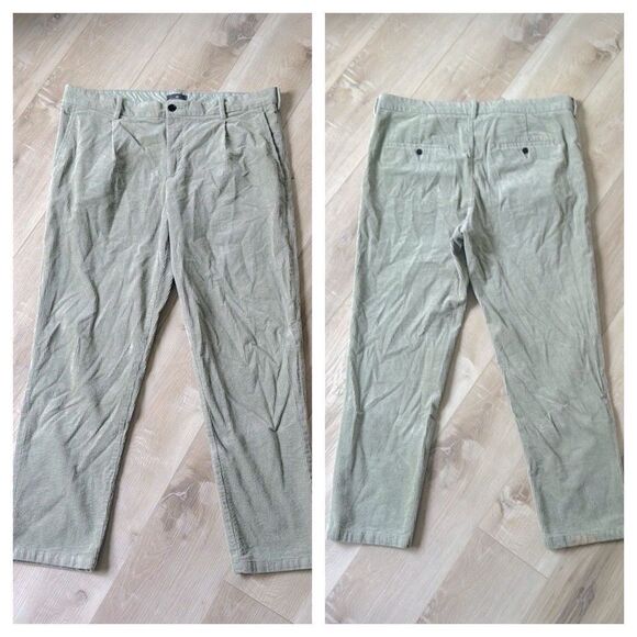 H&M Regular Fit Sage Green Corduroy Pants Size 38 - Picture 1 of 5